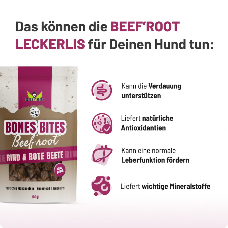 Bones Bites Dog Treats Beef'root with Beef and Beetroot