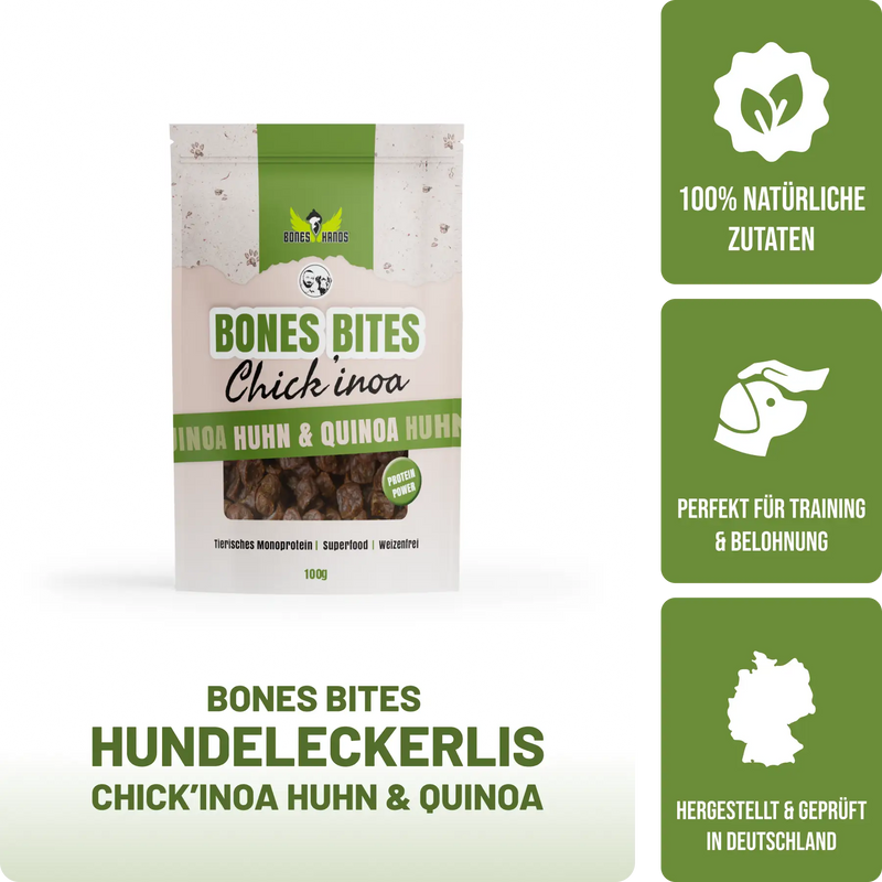 Bones Bites Dog Treats Chick'inoa with Chicken & Quinoa