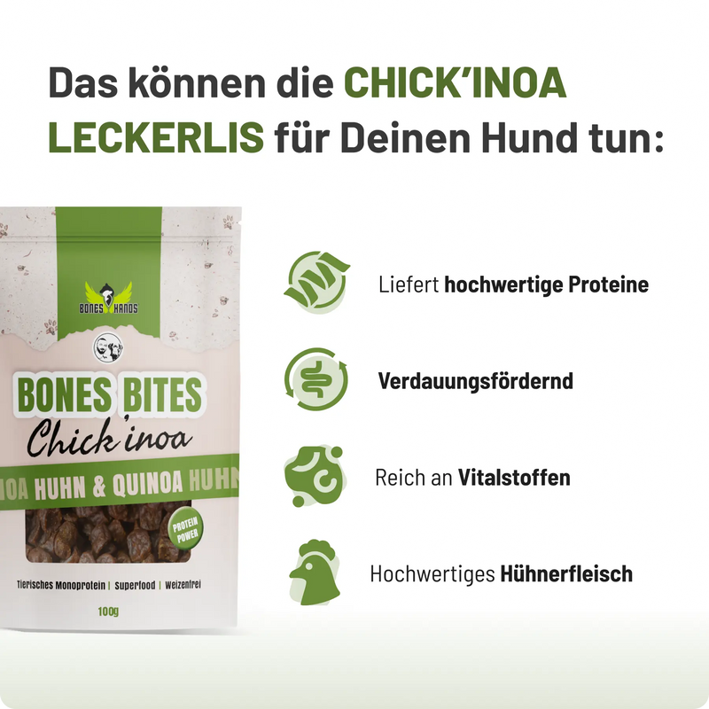 Bones Bites Dog Treats Chick'inoa with Chicken & Quinoa