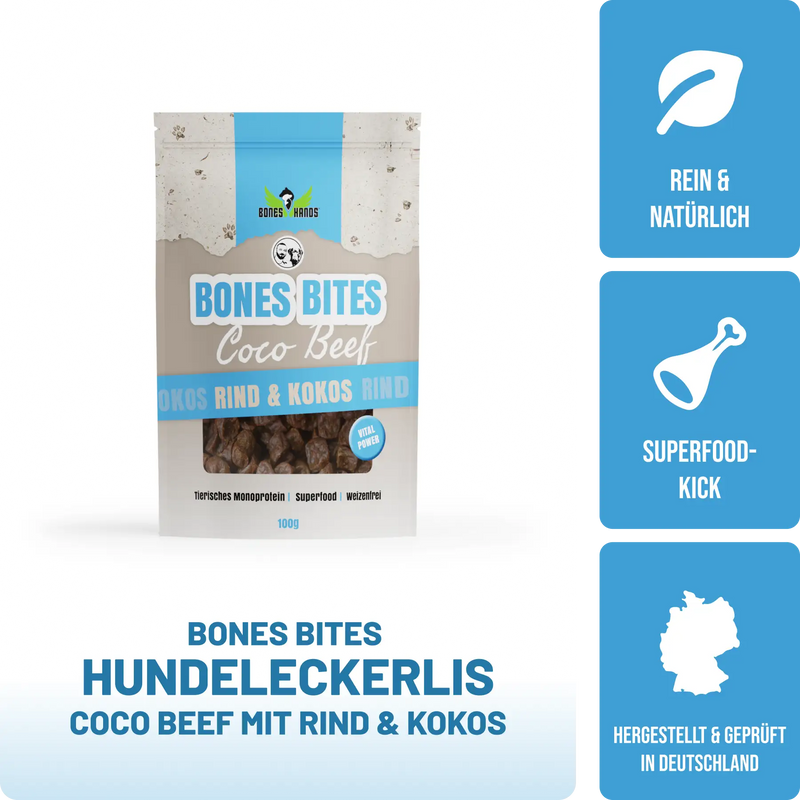 Bones Bites Dog Treats Coco Beef with Beef and Coconut