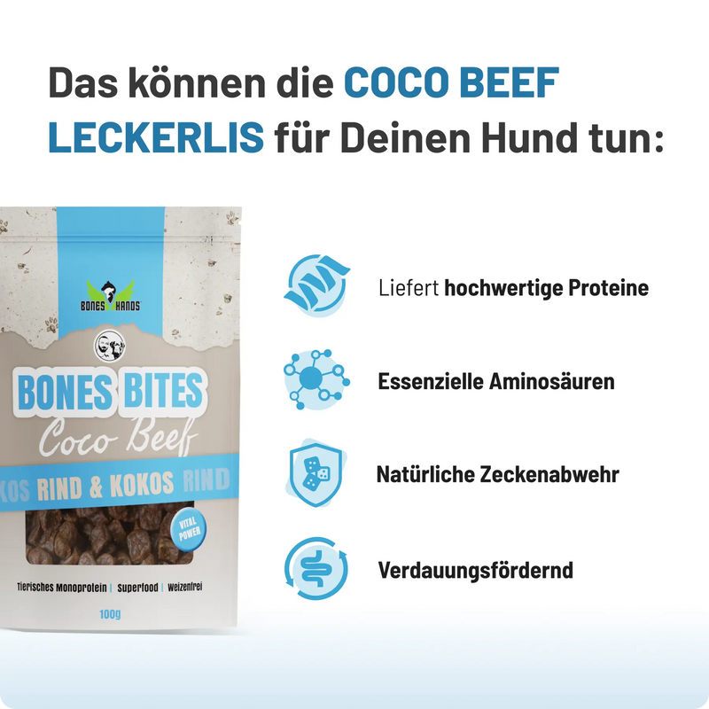 Bones Bites Dog Treats Coco Beef with Beef and Coconut