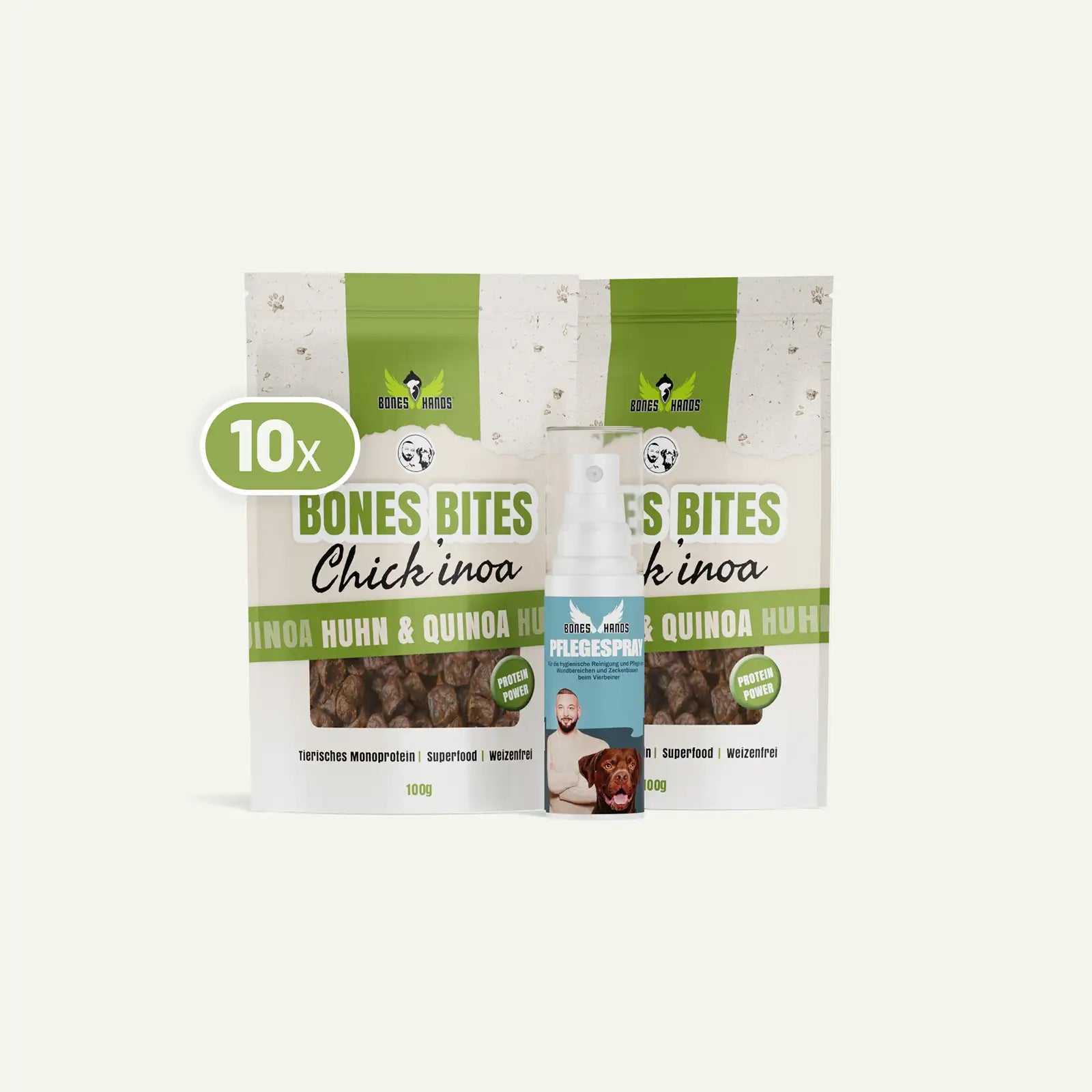 Boneshands Bundle Pflegespray und Leckerlis Chickinoa