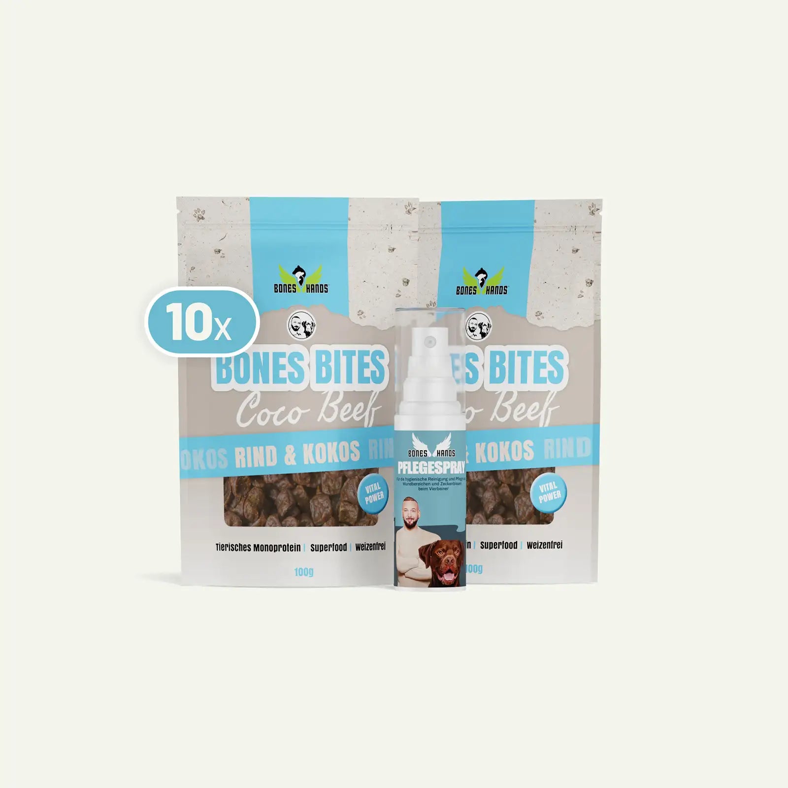Boneshands Bundle Pflegespray und Cocobeef Leckerlis