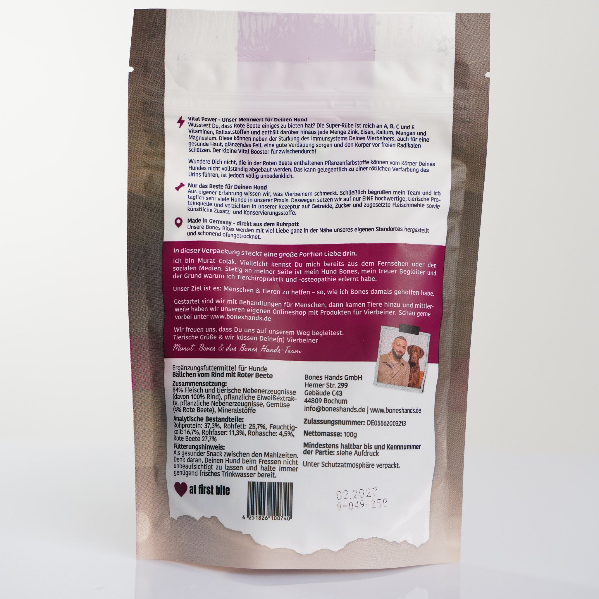 Bones Bites Hundeleckerlis Beef'root Rind und rote Beete