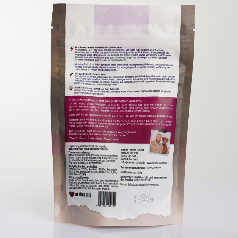 Bones Bites Dog Treats Beef'root with Beef and Beetroot