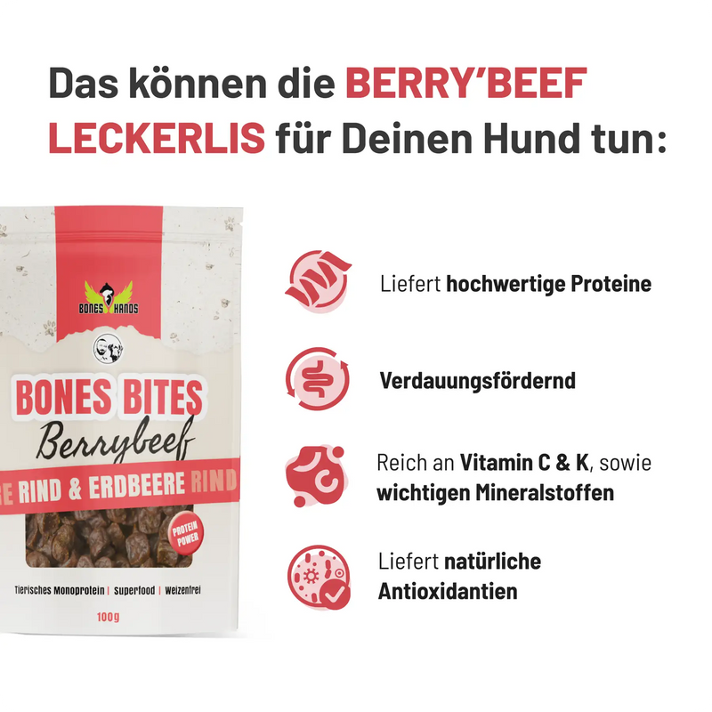 Bones Bites BerryBeef mit Rind und Erdbeere