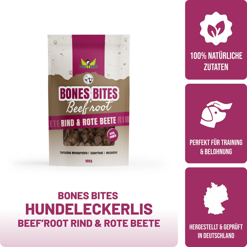 Bones Bites Dog Treats Beef'root with Beef and Beetroot