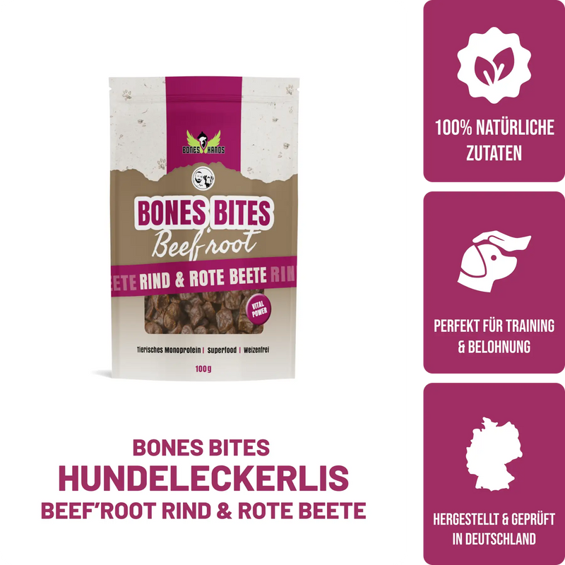 Bones Bites Dog Treats Beef'root with Beef and Beetroot