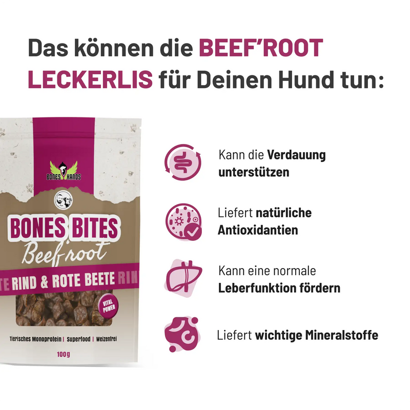 Bones Bites Dog Treats Beef'root with Beef and Beetroot