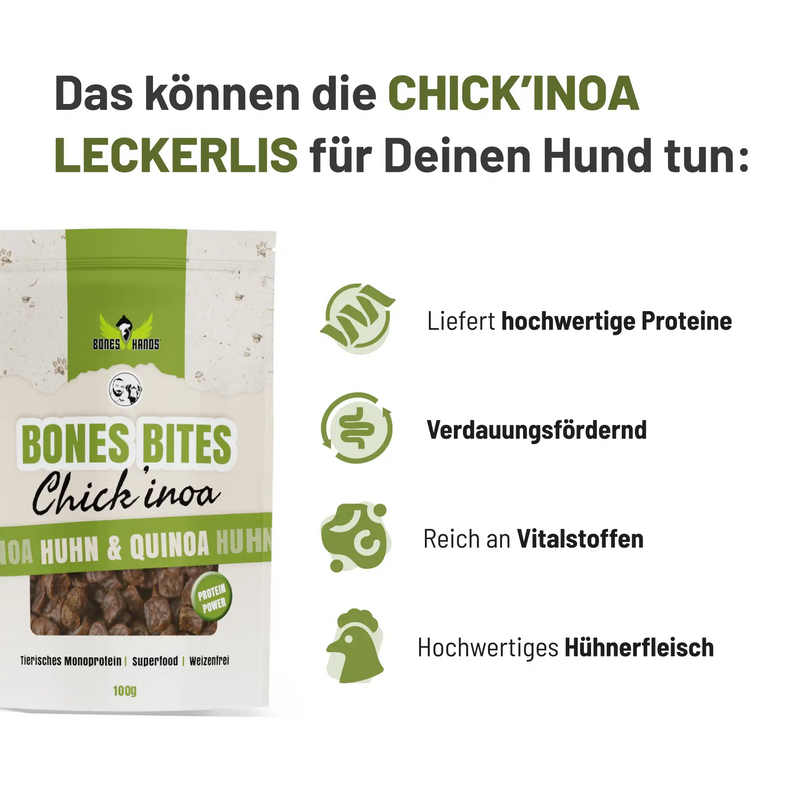 Bones Bites Dog Treats Chick'inoa with Chicken &amp; Quinoa