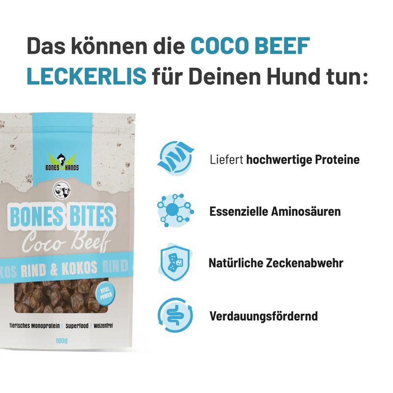 Bones Bites Dog Treats Coco Beef with Beef and Coconut
