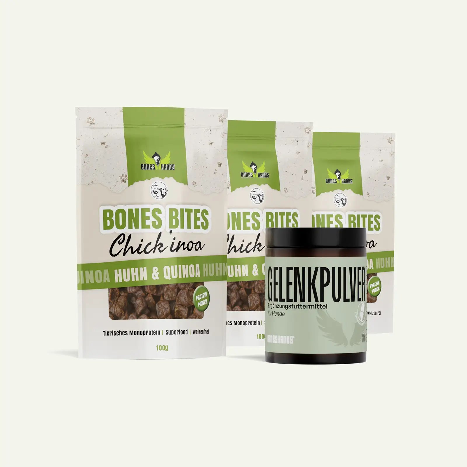 Boneshands Gelenkpulverbundle mit Chickinoa Leckerlis
