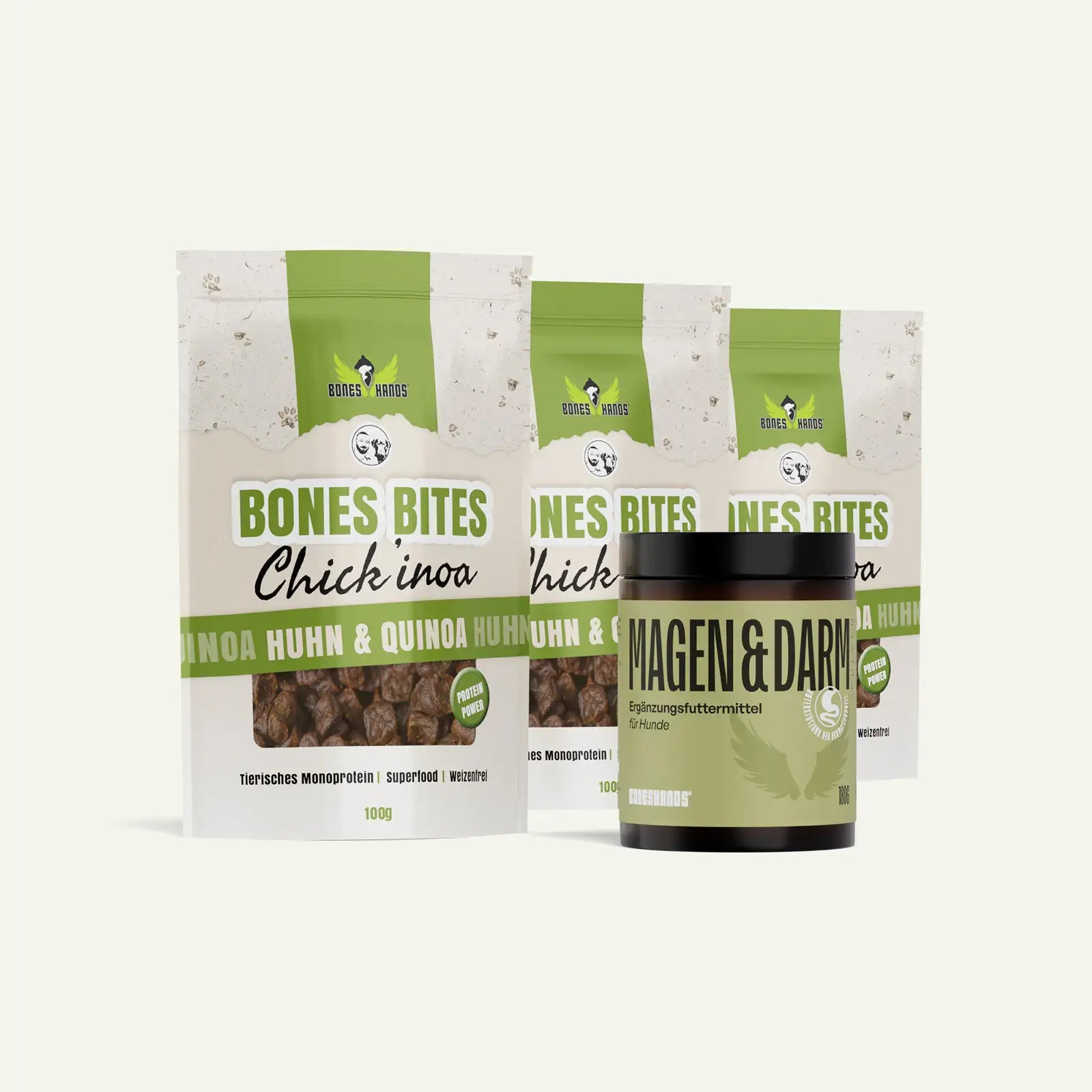 Boneshands Magendarmpulver und BonesBites Chickinoa